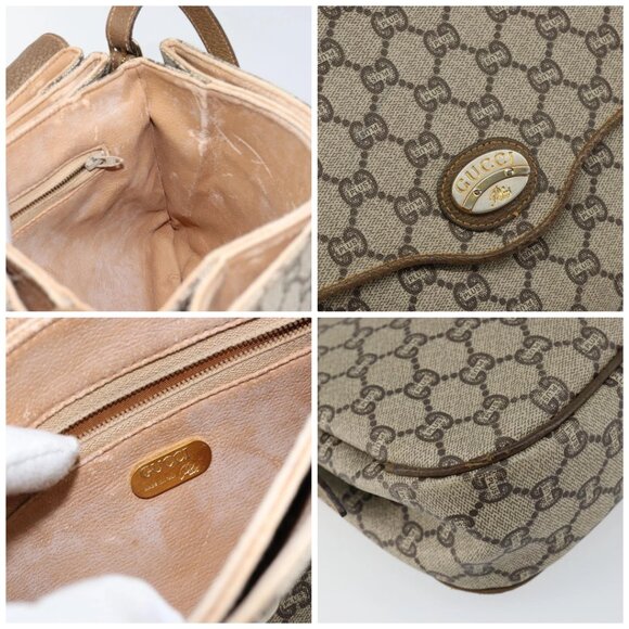 GUCCI GG PLUS Canvas Shoulder Bag PVC Leather Beige - Picture 14 of 16